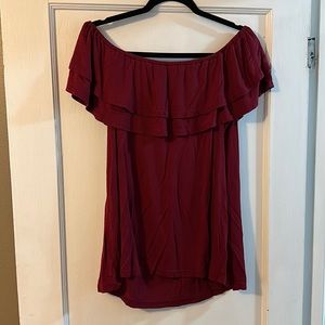Red off the shoulders shirt